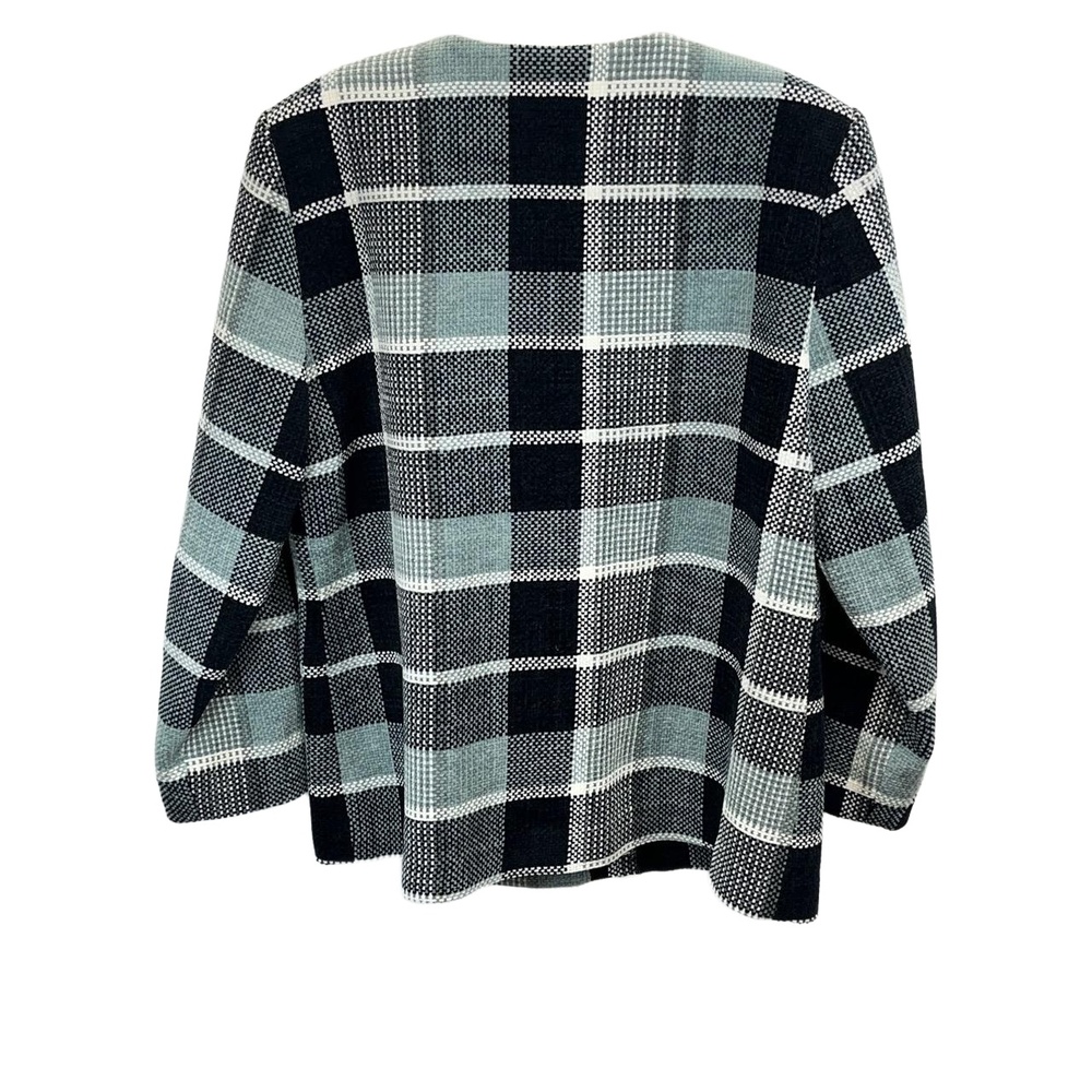 Vintage Alfred Dunner Petite Womens Black Gray‎ Plaid Button Up Blazer  8P - Picture 2 of 8